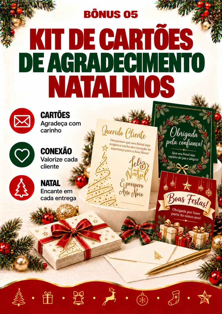 Bônus 5 — Kit de Cartões de Agradecimento Natalinos