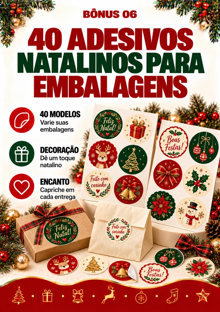 Bônus 6 — 40 Adesivos Natalinos para Embalagens